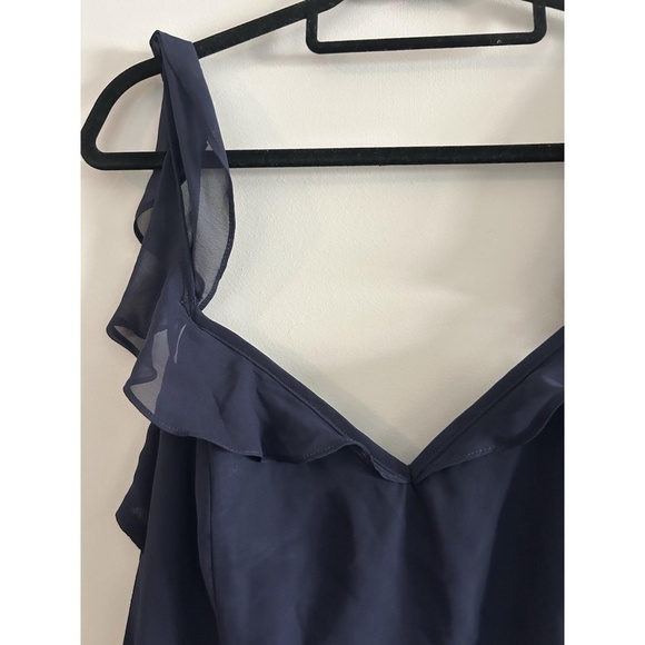 Wedding Guest Lulus Sweetest Entrance Navy Blue Ruffled Tie-Back Maxi Dress XL - Picture 2 of 8